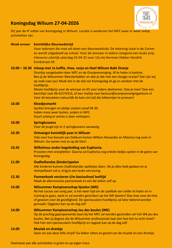 Programma Koningsdag 2026